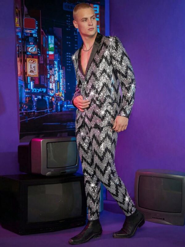 Hõbe-must litter ülikond