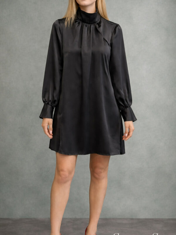 Pikkade varrukatega must minikleit