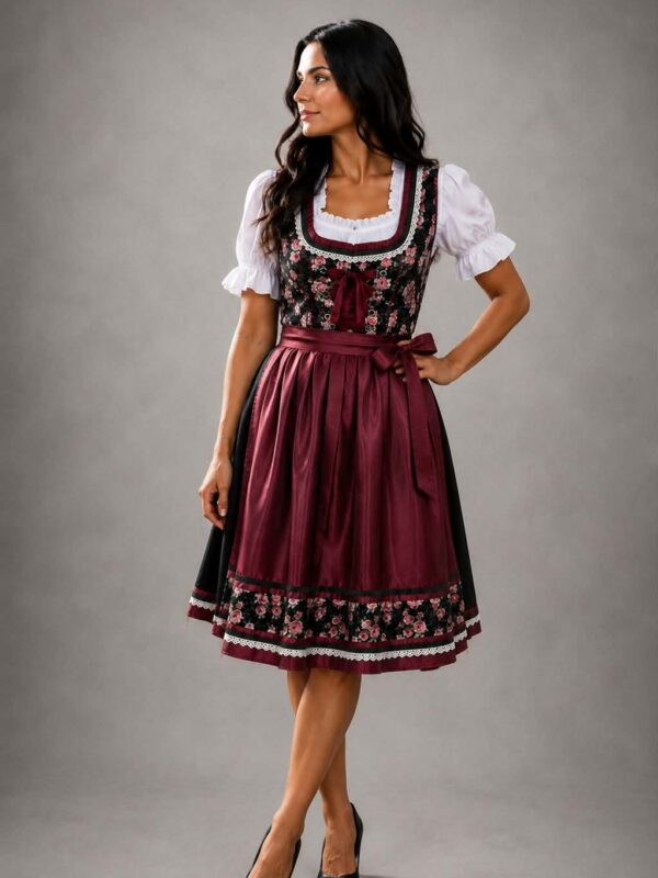 tumepunane lilleline oktoberfesti kleit